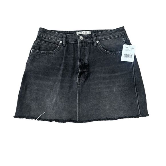 Free People We The Free Rugged A-Line Denim Mini Skirt in Washed Black 29 NWT - Picture 1 of 9